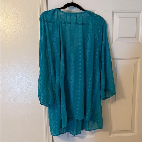 Teal Women's Sheer Blouse - Picture 7 of 7